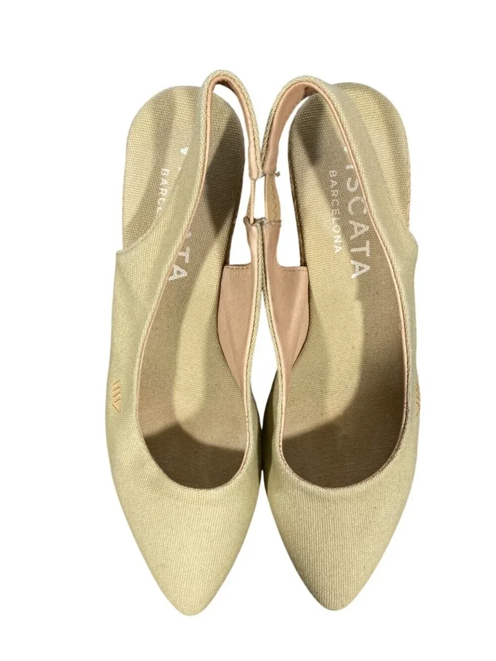 Viscata Barcelona Beige Canvas Slingback Espadrille Wedge Heels Womens Shoes 38